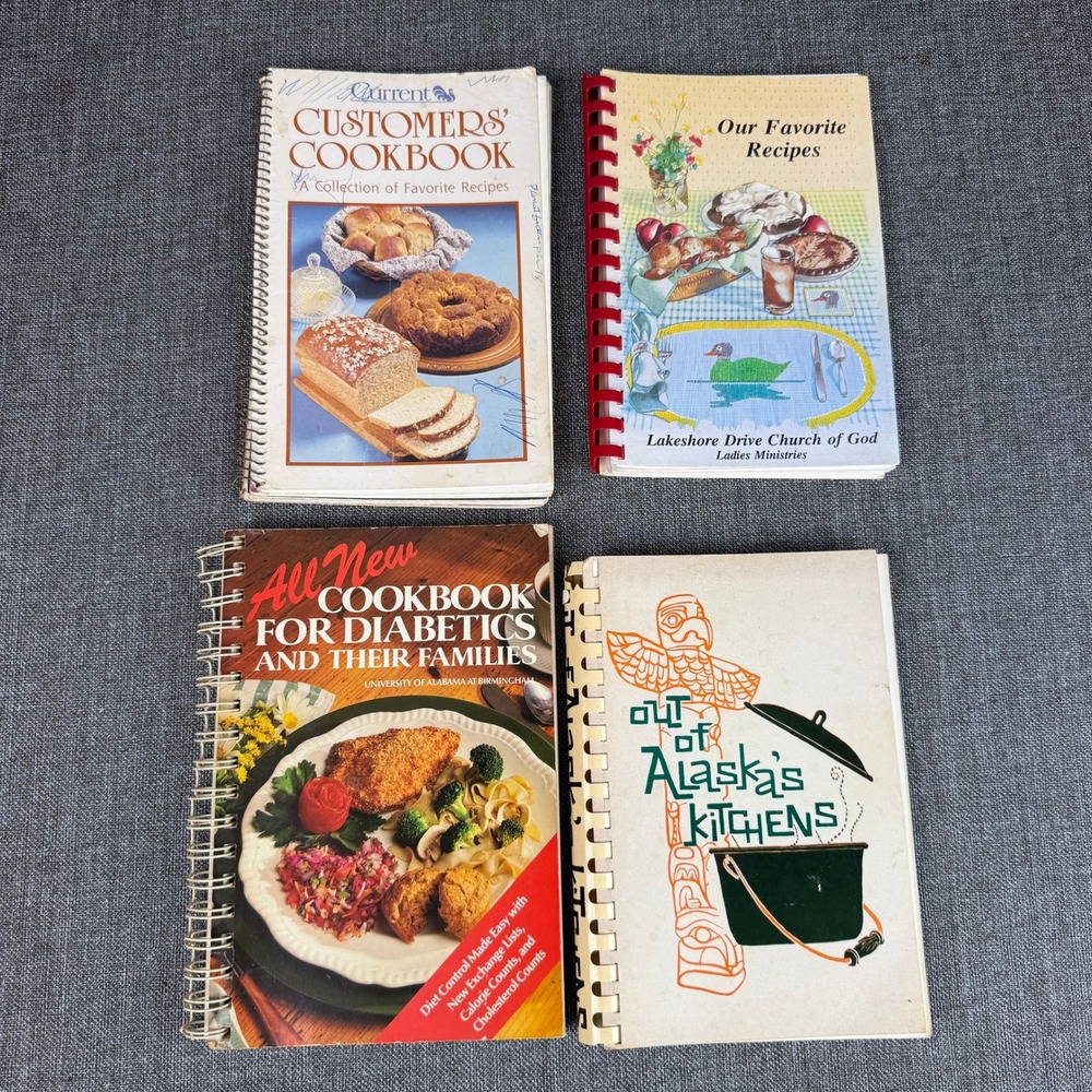 Vintage Cookbook Lot of 4 Current 1984 Alaska Church of God Diabetic
